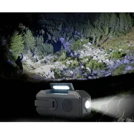 Renkforce RF-CR-300 Outdoorradio UKW, MW Notfallradio, Bluetooth®, SD wiederaufladbar, Solarpanel, Handkurbel, Schwarz