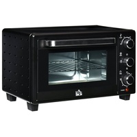 HOMCOM Minibackofen Minibackofen, 21L einstellbare Temperatur Ofen 3 Kochmodi Schwarz+Silber schwarz|silberfarben