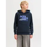 Jack & Jones Junior JJELOGO Sweat Hood 2 Col Blue 140