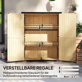 Outsunny Gartenschrank, Geräteschuppen aus Holz, Wetterfest Geräteschrank