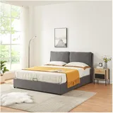 [en.casa] Polsterbett Lunner 140 x 200 cm Dunkelgrau