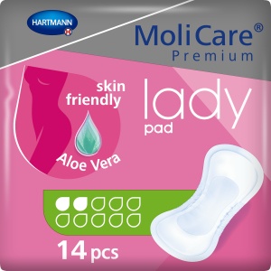 MoliCare® Premium lady pad Inkontinenzeinlagen, Auslaufsichere, komfortable Einlagen bei Blasenschwäche, 2 Tropfen, 1 Packung = 14 Einlagen