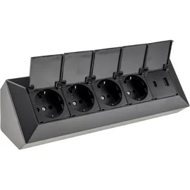 ChiliTec Mehrfachsteckdose 4-fach Schwarz 1 St.