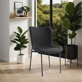 Tectake Polsterstuhl Tessa Webstoff schwarz 2er Set