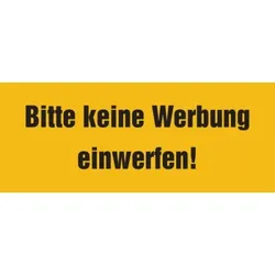 Türschild, Bitte keine Werbung einwerfen!, 40 x 100 mm - 100x40 mm Folie selbstklebend