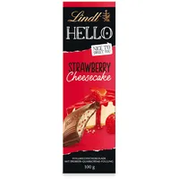 Lindt Schokolade HELLO Strawberry Cheesecake | 100 g Tafel | Vollmilch-Schokolade mit Erdbeer-Quarkcrème-Füllung | Schokoladentafel | Schokoladengeschenk