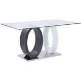 Esstisch - 6 Personen - Glas & MDF - Grau & Weiß - AYANE - Grau