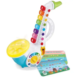 VTech - Lumi Saxophon, magisches Musikinstrument für Kinder, Interaktives Saxophon mit Noten von 4 Reifen, musikalisches Erlebnis, Geschenk für Kinder ab 2 Jahren – Inhalt in Französisch