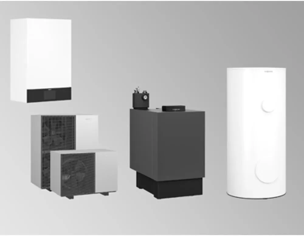 VIESSMANN Paket Vitocal 150-A Hybrid A06 230V AF mit VL 300-C mod 29kW, Speicher 250 Ltr - Z033078