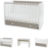 Lorelli Babybett Dream 70 x 140 cm umbaubar Kinderbett Schaukelbett Schreibtisch dunkelbraun weiß