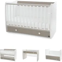 Lorelli Babybett Dream 70 x 140 cm umbaubar Kinderbett Schaukelbett Schreibtisch dunkelbraun weiß