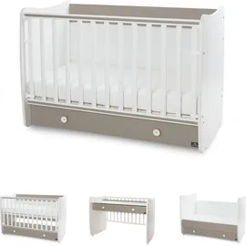 Lorelli Babybett Dream 70 x 140 cm umbaubar Kinderbett Schaukelbett Schreibtisch dunkelbraun weiß