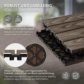 ML-Design WPC Terrassenfliesen 30 x 30 cm dunkelbraun