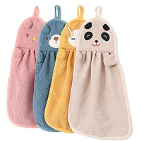 Amfrpar 4 Stück Kinder Handtücher Kinderhandtuch Super Saugfähig Mikrofaser Schnelltrocknende Gesichtstücher mit Aufhängerschlaufe Küchenhandtuch für Badezimmer Küche (Tiermotiv)