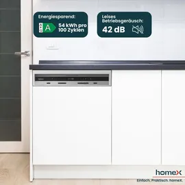 Homex DWSI601442A Geschirrspüler (teilintegrierbar, 598 mm, Silber)