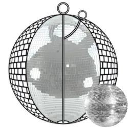 Spiegelkugel 100cm - silber - Discokugel Echtglas - 10x10mm Spiegel - PROFI Seri...