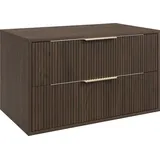 Badplaats Waschbeckenunterschrank Rimini 80 x 46 cm Walnuss Braun - Hängender Badezimmerschrank mit 2 Schubladen