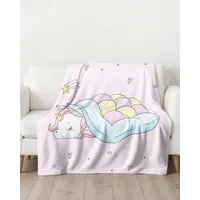 MTOnlinehandel Einhorn Kuscheldecke 150 x 200 cm Rosa