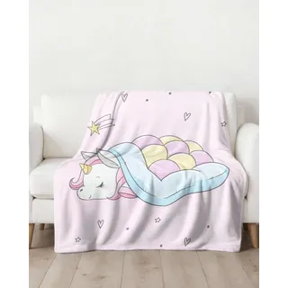 MTOnlinehandel Einhorn Kuscheldecke 150 x 200 cm Rosa