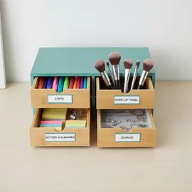 Relaxdays Schreibtisch Organizer 33x14x21 cm Mint/Natur 4 St.