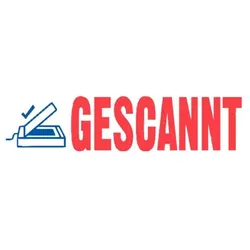 Stempel Printy Motiv/Text: Gescannt, Abdruck: blau/rot