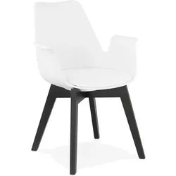 Kadima Design Esszimmerstuhl Modern & Objekt | Kunstleder & Eichenholz Premium | Weiß & Schwarz | Pflegeleicht & 100kg belastbar | NIVEX Kollektion