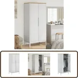 Vidaxl - Kleiderschrank floro Weiß 77x53x171 cm Massivholz Kiefer - Holzschränke - Kleiderschrank Weiß - Massivholzklaederschrank - Garderobe