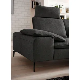W.Schillig Ecksofa "valentinoo, Designsofa, elegant und bequem, L-Form", grau (anthrazit r66), B:318cm H:83cm T:298cm, Chenille-Flachgewebe R66 (85% Polyester, 15% Nylon), Sofas, Ecksofa, mit Sitztiefenverstellung, Breite 318 cm