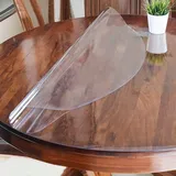 Zlovne Runder PVC Folie Schutzfolie 3 mm Dicke,wasserdichte Transparente Tischdecke,Waschbare Hochglanz Tabelle Beschützer,60° Abschrägung,Schutzarm,Tischdecke Tischfolie (Diameter 60cm/24inch)