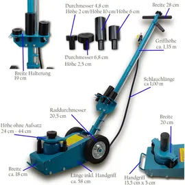 BITUXX Druckluft Wagenheber pneumatisch Druckluftwagenheber Schwerlast Autoheber für LKT KFZ Auto Transporter bis 22 Tonnen MS-19202