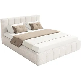 FEDVE Polsterbett Weiß Textil, 200x200 cm, - Weiß