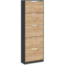 Vicco Luca 59 x 169 x 22 cm mit 5 Schubladen anthrazit/goldkraft eiche