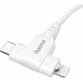Hama Ladekabel 2in1 USB-C Lightning MFI 1,5 m Weiß