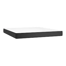 vidaXL Boxspringbett mit Matratze & LED Schwarz 160x200 cm Kunstleder