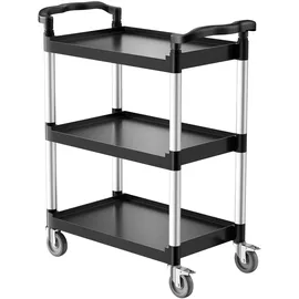 Vevor Universalwagen, 136 kg, 3-stufiger Universalwagen aus Kunststoff mit 360° Schwenkrädern (2 mit Bremse), 880x410x990 mm großer Servierwagen für Lager, Büro, Zuhause, Restaurant, Küche