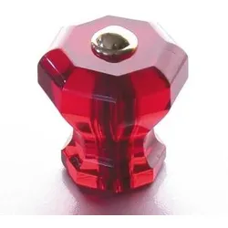 Möbelknopf 34mm, Kristall rot klar