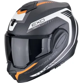 Scorpion Exo-Tech Evo Carbon Cosy Modularhelm - Matt Schwarz/Weiß/Orange / M