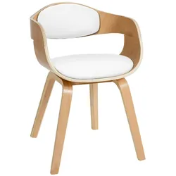 DELUKE® Besucherstuhl LONDON - 73x49x46cm, Natur/Weiß | Kunstleder | Holz Gestell | Konferenzstuhl Wartezimmerstuhl