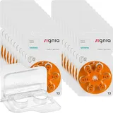 120 Siemens Signia Hörgerätebatterien PR48 orange 13 + Transportbox f. 2 Zellen