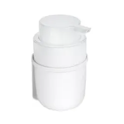WENKO Turbo-Loc® Seifenspender Carpino, Befestigen ohne Bohren 25345100 , 1 Stück, Farbe: Behälter: Weiß, Pumpkopf: Weiß, Befestigung: Weiß