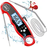 CIRYCASE Fleischthermometer Digital, Sofort Lesen Ofenthermometer Grillthermometer, Externe Lange Sonde mit 102cm-Edelstahlkabel, Alarmeinstellung, Weinthermometer Vinometer für Küche, BBQ, Ofen