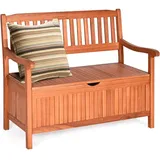 Gartenbank Mit Stauraum & Innensack, Massivholz , Bis 360kg, Truhenbank Für 2-sitzer, Mit Rücklehne & Armlehne, 107x59x90cm - Costway