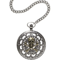 WIDMANN Taschenuhr mit Kette Totenkopf Luxus Unisex-Erwachsene, Grau, Einheitsgröße, vd-wdm46752