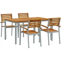 VidaXL 5-teiliges Garten-Esszimmer-Set aus massivem Akazienholz und Metall