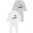 Kidsworld Schlafoverall KIDSWORLD "2er Schlafoveralls: I love Mummy / I love Daddy", Jungen, Gr. 62/68, N-Gr, grau (weiß, grau, meliert), Interlock, Obermaterial: 100% Baumwolle, bedruckt, Basic, Basic, Rundhals, Overalls, aus Bio-Baumwolle, Baby-Overalls