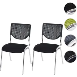 2er-Set Besucherstuhl T401, Konferenzstuhl stapelbar, Stoff/Textil ~ Sitz schwarz, F√o√üe chrom