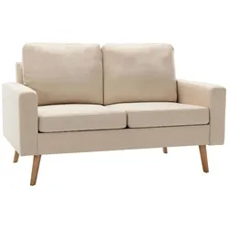 vidaXL 2-tlg. Sofagarnitur Stoff Creme
