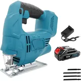 Akku-stichsäge,mit 3.0ah Akku Und Ladegerät, Stichsäge Elektrische Mini 18 V Mit 4 Sägeblättern Zum Entfernen Von Farbe Und Mörtel, Zum Schleifen, Schneiden,kompatibel Mit Makita-akku