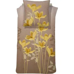 Wendebettwäsche CINDERELLA "Olivia", gelb (ochre), B/L: 135cm x 200cm, , Renforcé, B/L: 80cm x 80cm, Renforcu00e9, Obermaterial: 100% Baumwolle, Bettwäsche, mit Krokussen