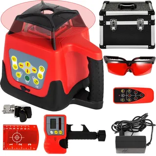 Vevor Roter Laser-Wasserwaage, rotierend, selbstnivellierend, Messung, automatisch rotierender roter Strahl, mit Empfänger, Fernbedienung,